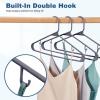image:imageHOUSE DAY Black Plastic Hangers 40 Pack Plastic Clothes Hangers with Builtin Strap Hooks Space Saving Slim Hanger for Closet Organizers and Storage Durable Clothing Hanger for Shirts Blouses TopsGray