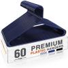 image:imageHOUSE DAY Black Plastic Hangers 40 Pack Plastic Clothes Hangers with Builtin Strap Hooks Space Saving Slim Hanger for Closet Organizers and Storage Durable Clothing Hanger for Shirts Blouses TopsNavy Blue