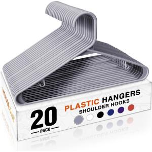 image:imageHOUSE DAY Black Plastic Hangers 40 Pack Plastic Clothes Hangers with Builtin Strap Hooks Space Saving Slim Hanger for Closet Organizers and Storage Durable Clothing Hanger for Shirts Blouses TopsGray