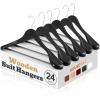 image:imageHOUSE DAY Wood Suit Hangers for Men 24 Pack Smooth Wide Shoulder Wooden Hangers with Non Slip Pant Holder Wide Hangers for Suits Coats Jackets Heavy Wide Clothes Hanger BlackBlack