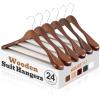 image:imageHOUSE DAY Wood Suit Hangers for Men 24 Pack Smooth Wide Shoulder Wooden Hangers with Non Slip Pant Holder Wide Hangers for Suits Coats Jackets Heavy Wide Clothes Hanger BlackWalnut