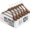 image:imageHOUSE DAY Wood Suit Hangers for Men 24 Pack Smooth Wide Shoulder Wooden Hangers with Non Slip Pant Holder Wide Hangers for Suits Coats Jackets Heavy Wide Clothes Hanger BlackWalnut