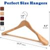image:imageHOUSE DAY Wood Suit Hangers for Men 24 Pack Smooth Wide Shoulder Wooden Hangers with Non Slip Pant Holder Wide Hangers for Suits Coats Jackets Heavy Wide Clothes Hanger BlackNatural