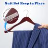 image:imageHOUSE DAY Wood Suit Hangers for Men 24 Pack Smooth Wide Shoulder Wooden Hangers with Non Slip Pant Holder Wide Hangers for Suits Coats Jackets Heavy Wide Clothes Hanger BlackCherry Wood