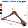 image:imageHOUSE DAY Wood Suit Hangers for Men 24 Pack Smooth Wide Shoulder Wooden Hangers with Non Slip Pant Holder Wide Hangers for Suits Coats Jackets Heavy Wide Clothes Hanger BlackWalnut