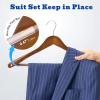 image:imageHOUSE DAY Wood Suit Hangers for Men 24 Pack Smooth Wide Shoulder Wooden Hangers with Non Slip Pant Holder Wide Hangers for Suits Coats Jackets Heavy Wide Clothes Hanger BlackWalnut