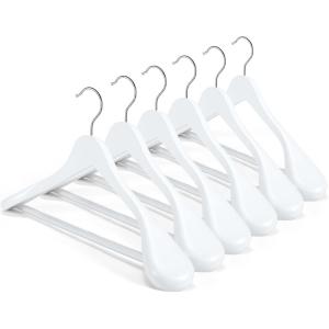 image:imageHOUSE DAY Wood Suit Hangers for Men 24 Pack Smooth Wide Shoulder Wooden Hangers with Non Slip Pant Holder Wide Hangers for Suits Coats Jackets Heavy Wide Clothes Hanger BlackWhite
