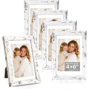 image:imageDistressed White 8x10 Picture Frame Picture Frames 8x10 Wooden Picture Frames with Real Glass Rustic 8 x 10 Photo Frame for Wall or Tabletop Display Picture 5x7 with Mat or 8x 10 Without Mat 1 PackDistressed White