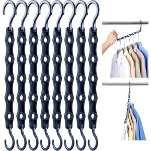 image:imageHOUSE DAY 10 Pack Closet Organizers and Storage with 5 Holes for Cascading Multipurpose Space Saving Hanger Organizer Closer Organizer for Closet Organization Dorm Room Essentials  Dark BlackMisty Blue