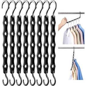 image:imageHOUSE DAY 10 Pack Closet Organizers and Storage with 5 Holes for Cascading Multipurpose Space Saving Hanger Organizer Closer Organizer for Closet Organization Dorm Room Essentials  Dark BlackDark Black
