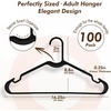 image:imageHOUSE DAY Black Plastic Hangers 100 Pack  Made in USA  Slim Space Saving Clothes Hanger with Shoulder Grooves for Dresses Shirts Pants Durable and Strong  Perfect Closet Organizers and StorageBlack