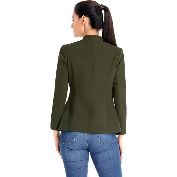 GRAPENT Womens Business Casual Buttons Pockets Open Front Blazer Suit CardiganArmy Green