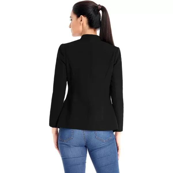 GRAPENT Womens Business Casual Buttons Pockets Open Front Blazer Suit CardiganBlack