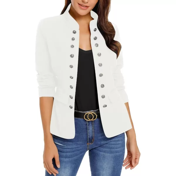 GRAPENT Womens Business Casual Buttons Pockets Open Front Blazer Suit CardiganBrilliant White
