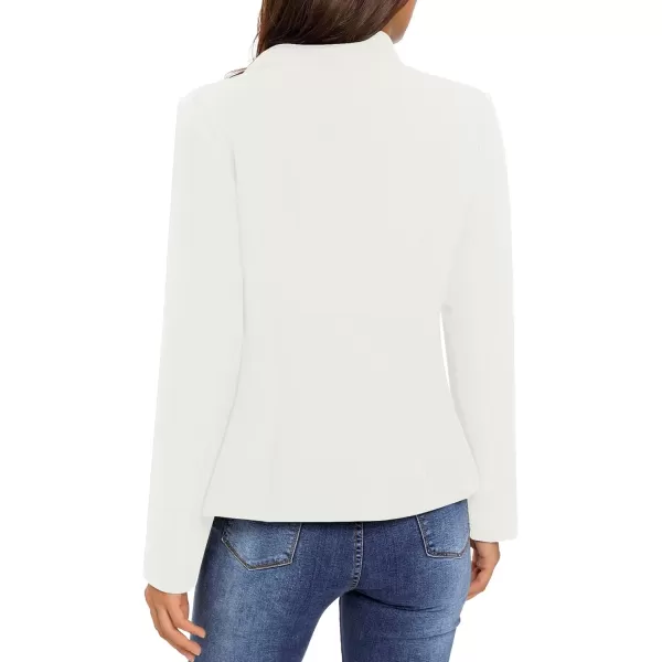 GRAPENT Womens Business Casual Buttons Pockets Open Front Blazer Suit CardiganBrilliant White