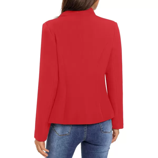 GRAPENT Womens Business Casual Buttons Pockets Open Front Blazer Suit CardiganFiery Red