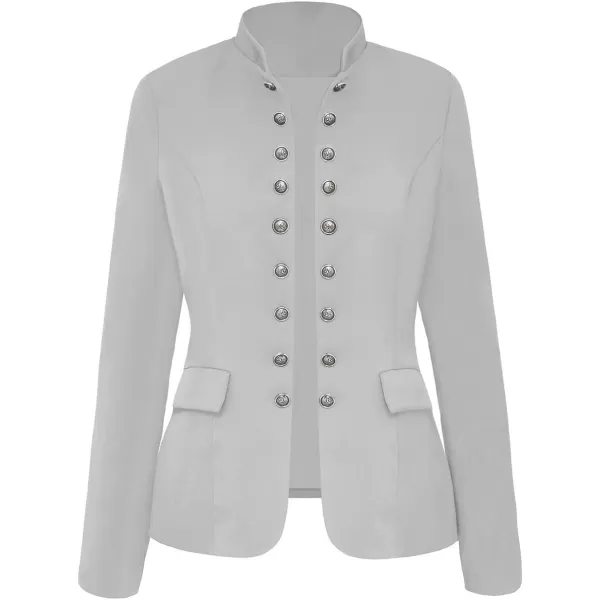 GRAPENT Womens Business Casual Buttons Pockets Open Front Blazer Suit CardiganGrey