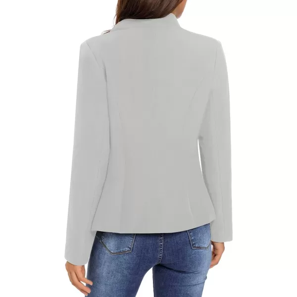GRAPENT Womens Business Casual Buttons Pockets Open Front Blazer Suit CardiganGrey