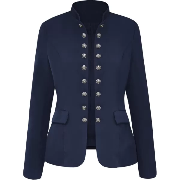 GRAPENT Womens Business Casual Buttons Pockets Open Front Blazer Suit CardiganNavy Blue