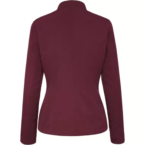 GRAPENT Womens Business Casual Buttons Pockets Open Front Blazer Suit CardiganWine Red