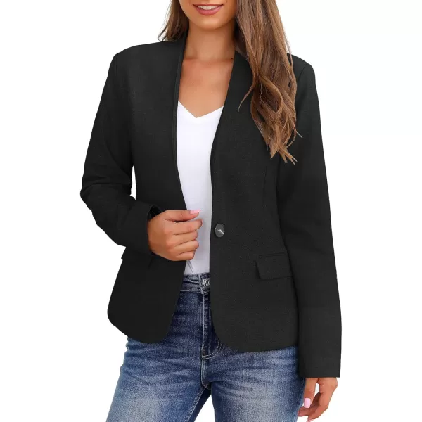 GRAPENT Womens Business Casual Pockets Work Office Blazer Back Slit Jacket SuitBlack