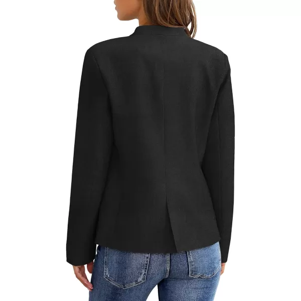 GRAPENT Womens Business Casual Pockets Work Office Blazer Back Slit Jacket SuitBlack