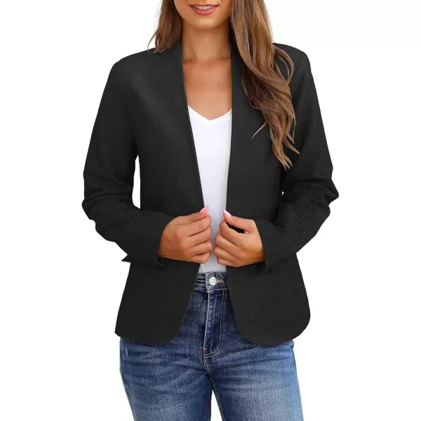 GRAPENT Womens Business Casual Pockets Work Office Blazer Back Slit Jacket SuitBlack