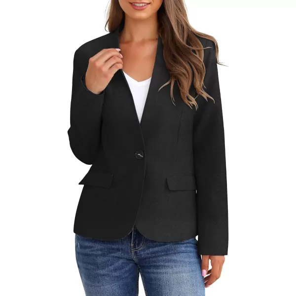 GRAPENT Womens Business Casual Pockets Work Office Blazer Back Slit Jacket SuitBlack