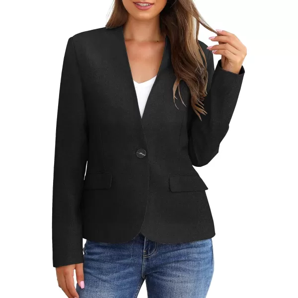 GRAPENT Womens Business Casual Pockets Work Office Blazer Back Slit Jacket SuitBlack