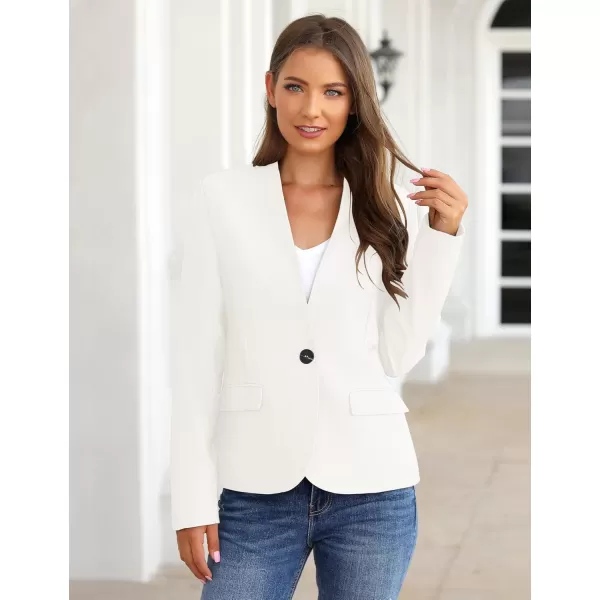 GRAPENT Womens Business Casual Pockets Work Office Blazer Back Slit Jacket SuitBrilliant White