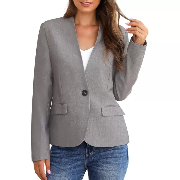 GRAPENT Womens Business Casual Pockets Work Office Blazer Back Slit Jacket SuitGrey