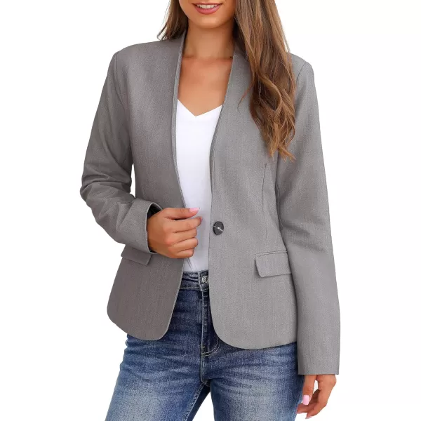 GRAPENT Womens Business Casual Pockets Work Office Blazer Back Slit Jacket SuitGrey