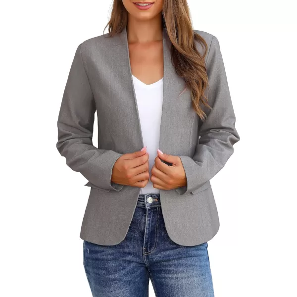 GRAPENT Womens Business Casual Pockets Work Office Blazer Back Slit Jacket SuitGrey
