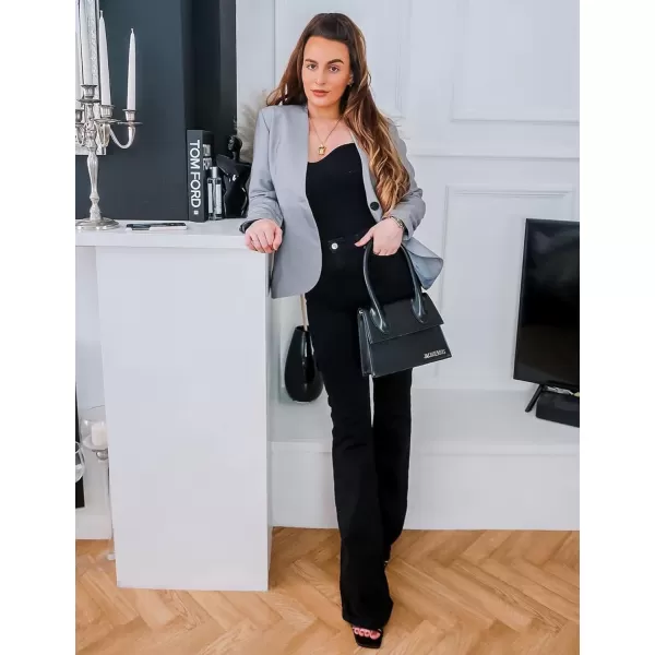 GRAPENT Womens Business Casual Pockets Work Office Blazer Back Slit Jacket SuitGrey