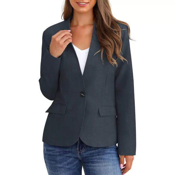 GRAPENT Womens Business Casual Pockets Work Office Blazer Back Slit Jacket SuitNavy