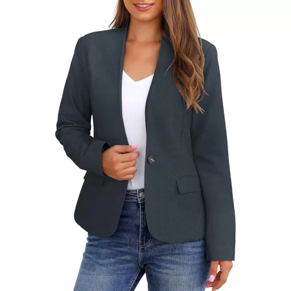 GRAPENT Womens Business Casual Pockets Work Office Blazer Back Slit Jacket SuitNavy