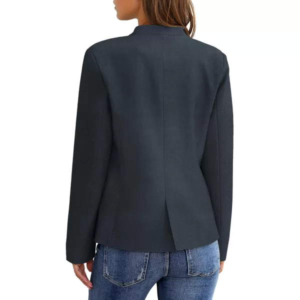 GRAPENT Womens Business Casual Pockets Work Office Blazer Back Slit Jacket SuitNavy
