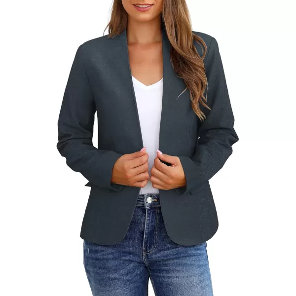 GRAPENT Womens Business Casual Pockets Work Office Blazer Back Slit Jacket SuitNavy