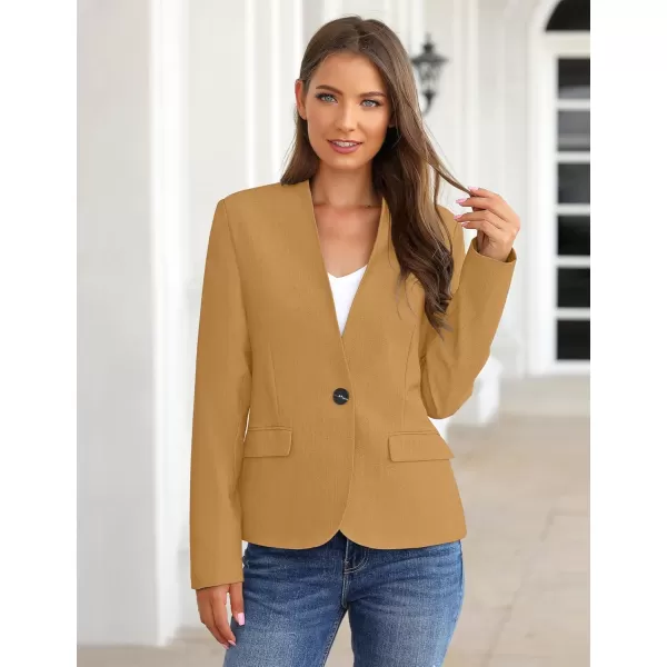 GRAPENT Womens Business Casual Pockets Work Office Blazer Back Slit Jacket SuitTaffy