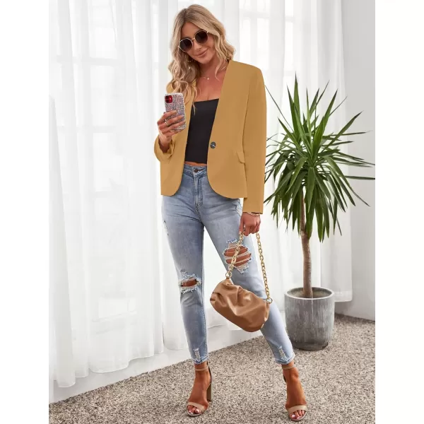 GRAPENT Womens Business Casual Pockets Work Office Blazer Back Slit Jacket SuitTaffy