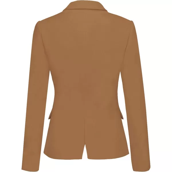 GRAPENT Womens Business Casual Pockets Work Office Blazer Back Slit Jacket SuitZ Almond