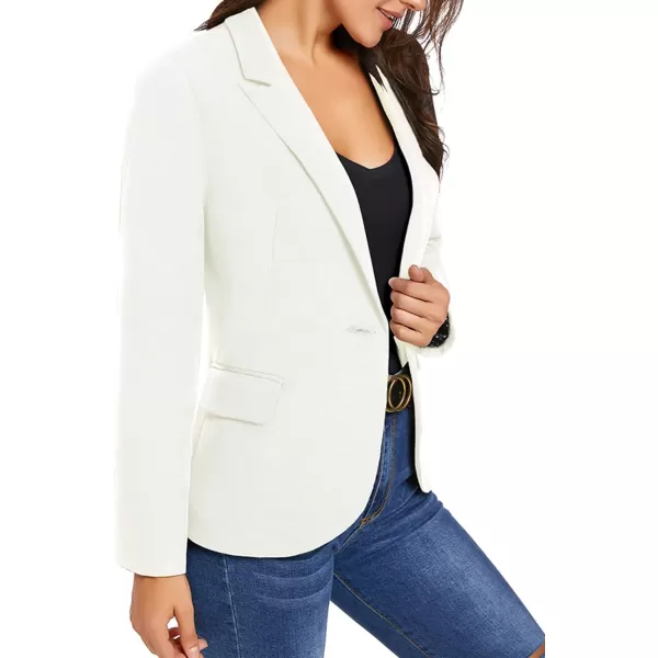 GRAPENT Womens Business Casual Pockets Work Office Blazer Back Slit Jacket SuitZ Beige