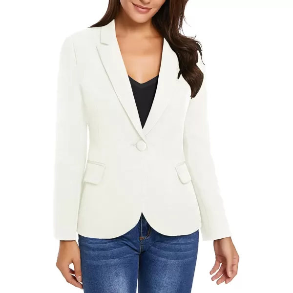 GRAPENT Womens Business Casual Pockets Work Office Blazer Back Slit Jacket SuitZ Beige