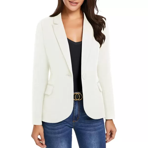 GRAPENT Womens Business Casual Pockets Work Office Blazer Back Slit Jacket SuitZ Beige