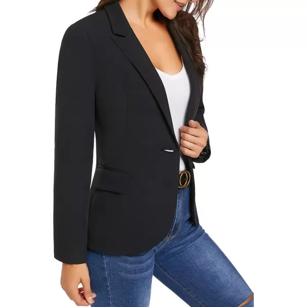 GRAPENT Womens Business Casual Pockets Work Office Blazer Back Slit Jacket SuitZ Black