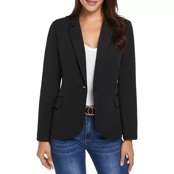 GRAPENT Womens Business Casual Pockets Work Office Blazer Back Slit Jacket SuitZ Black
