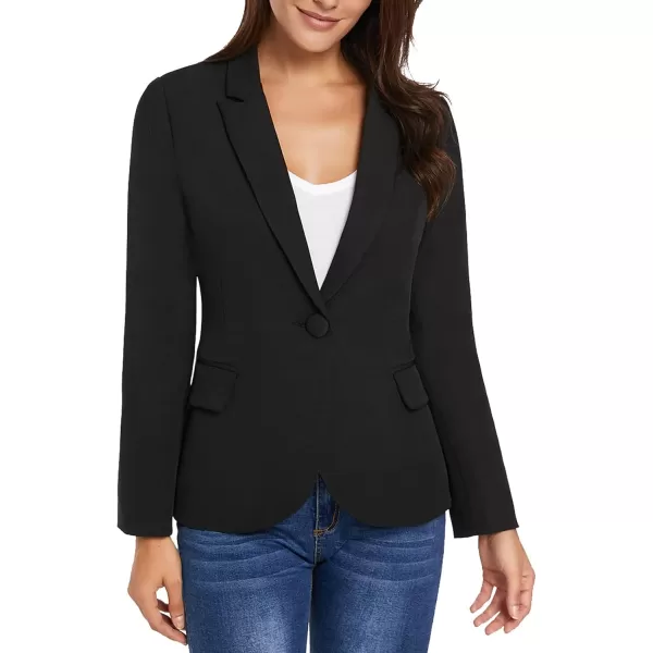 GRAPENT Womens Business Casual Pockets Work Office Blazer Back Slit Jacket SuitZ Black
