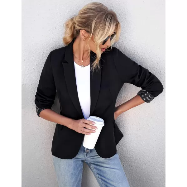 GRAPENT Womens Business Casual Pockets Work Office Blazer Back Slit Jacket SuitZ Black