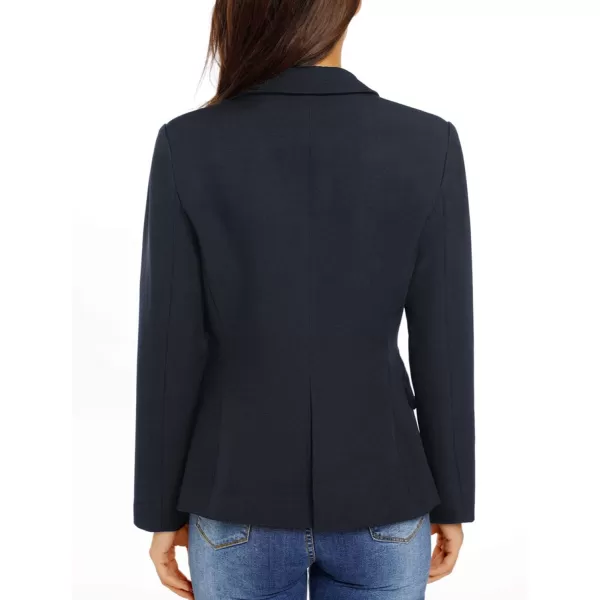 GRAPENT Womens Business Casual Pockets Work Office Blazer Back Slit Jacket SuitZ Navy
