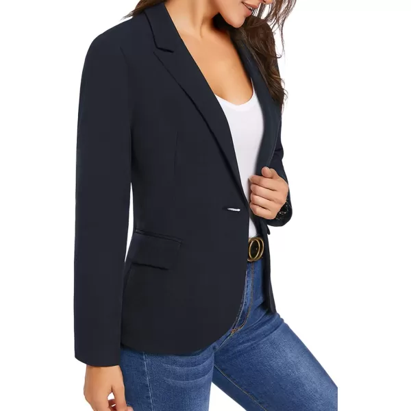 GRAPENT Womens Business Casual Pockets Work Office Blazer Back Slit Jacket SuitZ Navy